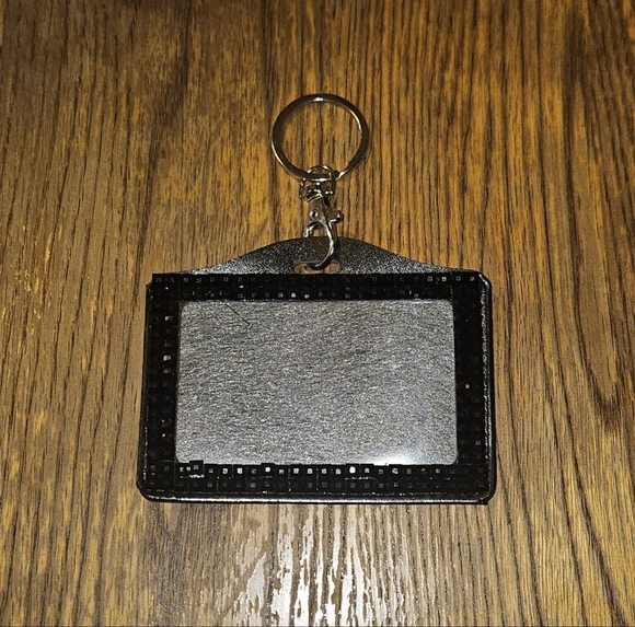 Black and Silver Rhinestones Keychain ID / Badge Holder BNIB - Picture 1 of 5